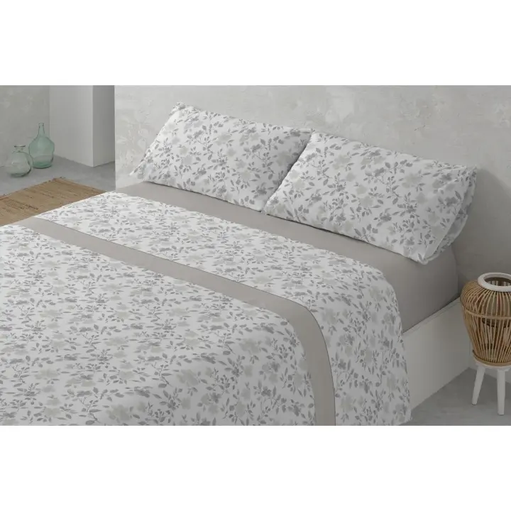 Juego de sábanas ligero, suave, fresco. Azul, Beige. Juego de Cama 100% Microfibra tacto Satén. Cama de 150, 135, 90 y 105. Primavera, Verano. Dormitorio Elegante, Alegre, Colorido,Luz - 1