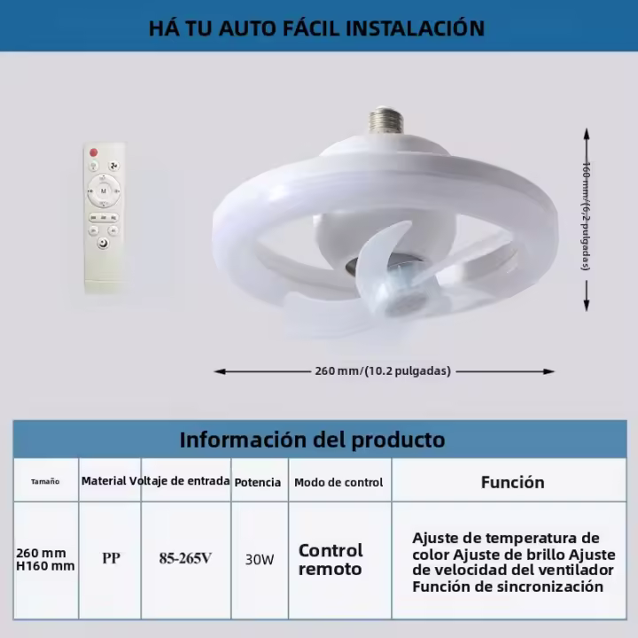 Ventilador De Techo LED 360° Con Cabeza Oscilante Blanco Silencioso Para Dormitorio Estudio Baño Control Remoto Incluido E27 Incluido - 1