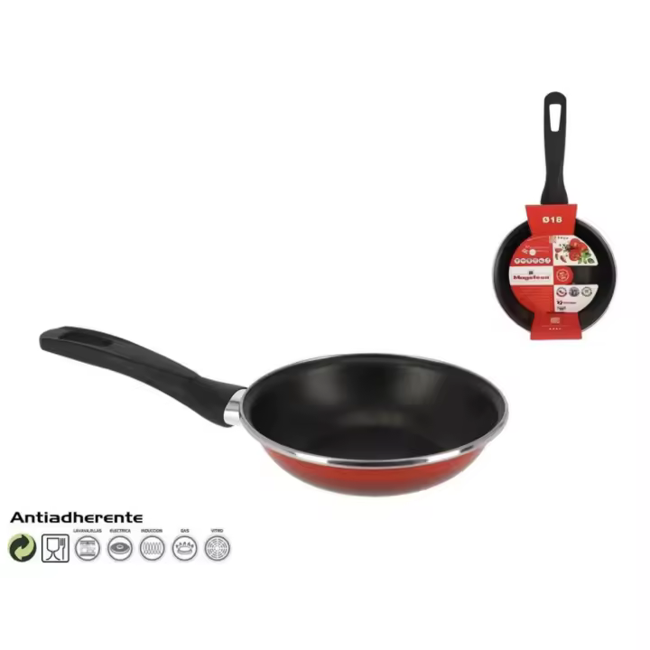 Sartén 18 ,20, 22,24,26, 28,30 y 32 cm Antiadherente Megafesa Maple Vitrificado en Rojo ,Compatible con Inducción y Lavavajas. Tamaños para Elegir. Enviado desde España - 1