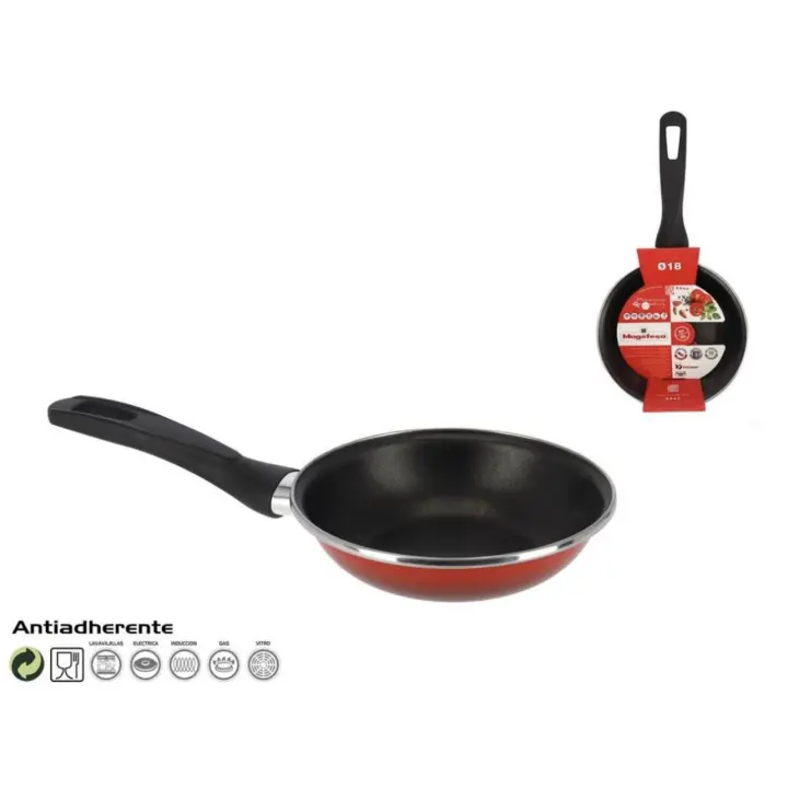Sartén 18 ,20, 22,24,26, 28,30 y 32 cm Antiadherente Megafesa Maple Vitrificado en Rojo ,Compatible con Inducción y Lavavajas. Tamaños para Elegir. Enviado desde España - 1