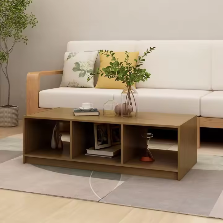 vidaXL Mesa de centro de madera maciza pino marrón miel 110x50x34 cm - 1