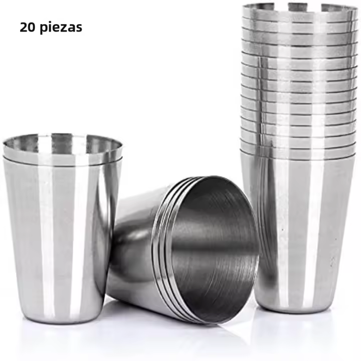 20pcs Copas De Vino De Acero Inoxidable De 30ml Para Camping Al Aire Libre Taza De Café Y Té Rugged Metal Silver Cup - 1