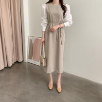 Vestido Wrap Vintage REALEFT Para Mujer Con Cinturón Manga Larga Cuello Redondo Adecuado Para Oficina Estilo Elegante Talla Regular Longitud De Pierna - details 5