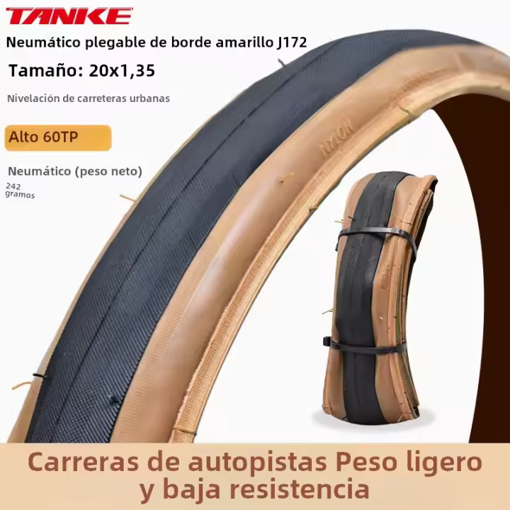 Pneumático Plegable TANKE MTB JILUER Para Bicicleta De Carretera Y Terreno Negro/Amarillo 60TPI Tamaños Variados 26×2.25/27.5×2.1/2.2/29×2.2/700×25C/20×1.35 - 1