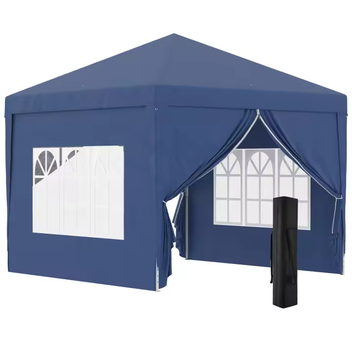 Outsunny Carpa Plegable con 4 Paredes Desmontables 3x3 m Cenador de Jardín Gazebo Impermeable Protección UV y Bolsa de Transporte Pabellón para Recepción Eventos Camping Cerveza - 1