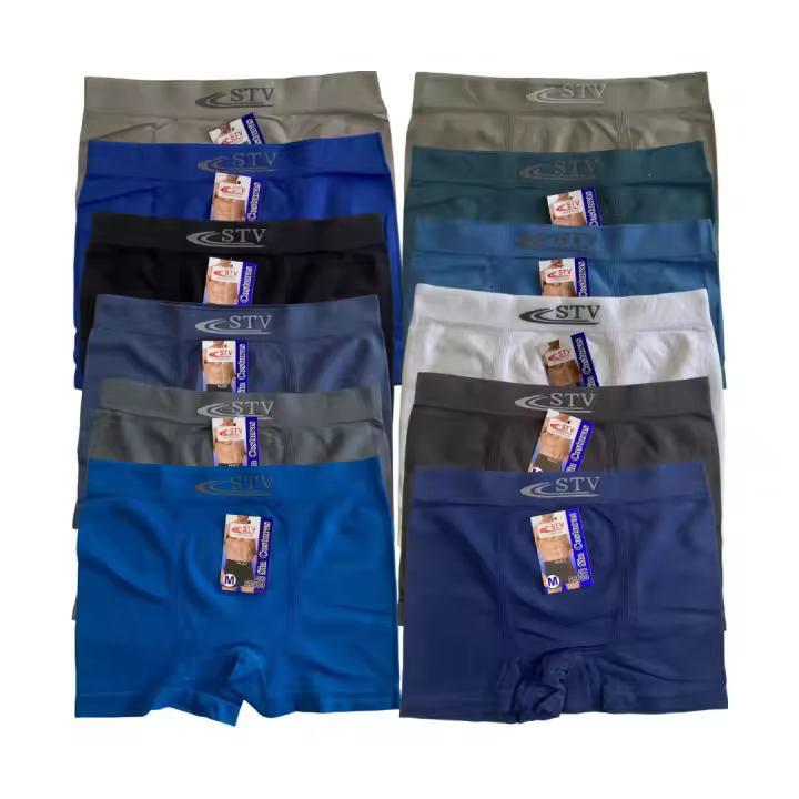 KROWN - Pack de 12 Calzoncillos Boxer UOMO STV Talla S - M - L - XL Sin Costuras Ropa Interior Slip Hombre Sexy Calzones Bombacho Pantalones Cortos Calzón. Surtido de Colores , Poliéster - 1