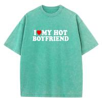 Camiseta De Algodón Para Hombre Con Diseño De Impresión "Me Encanta Mi Novio Hot" Estilo Hip Hop Manga Corta Para Todo El Año - details 8