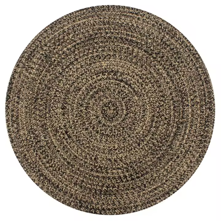 vidaXL Alfombra hecha a mano de yute 150 cm Color Blanco,  Negro,  y mas Alfombras de área  Alfombra de Piso para Sala de Estar Dormitorio Habitación Salón - 1