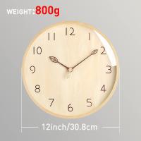Reloj de pared de madera maciza de madera natural de 12 pulgadas movimiento silencioso sin ruido de tictac moderno estilo simple sala de estar dormitorio cocina habitación de los niños - details 3