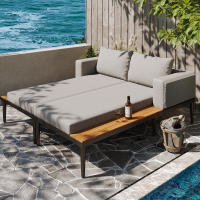 Tumbonas para Terrazas, tumbonas dobles, tumbonas de exterior, sofás Cama impermeable multifuncional, tumbonas Dobles con estantes, tumbonas para Terrazas, Jardines y Balcones - details 1
