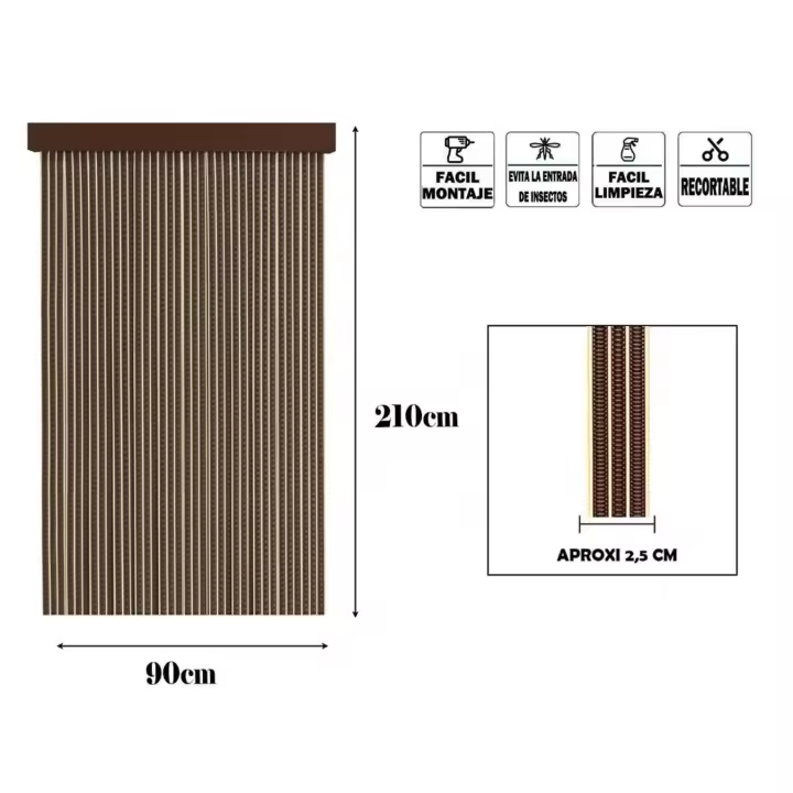 Cortina Coarrugada para puerta de iras PVC 210x90cm，Cortina para puerta exterior, Cortina antinsectos adaptables para las puertas de entrada, del patio, de la terraza, del porche, del balcón, de jardín - 1