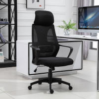 Vinsetto Silla de Oficina Ergonómica Silla de Escritorio Ajustable en Altura con Respaldo Reposabrazos Reposacabezas 5 Ruedas Soporta hasta 120 kg 64x55x116-126 cm - details 1