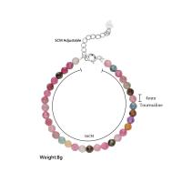 Pulsera de Turmalina Hecha a Mano en Plata de Ley 925 de 4mm with Piedra Natural de 4mm para Mujeres Joyería de Fiesta Gift de Bangles de Amatista - details 0