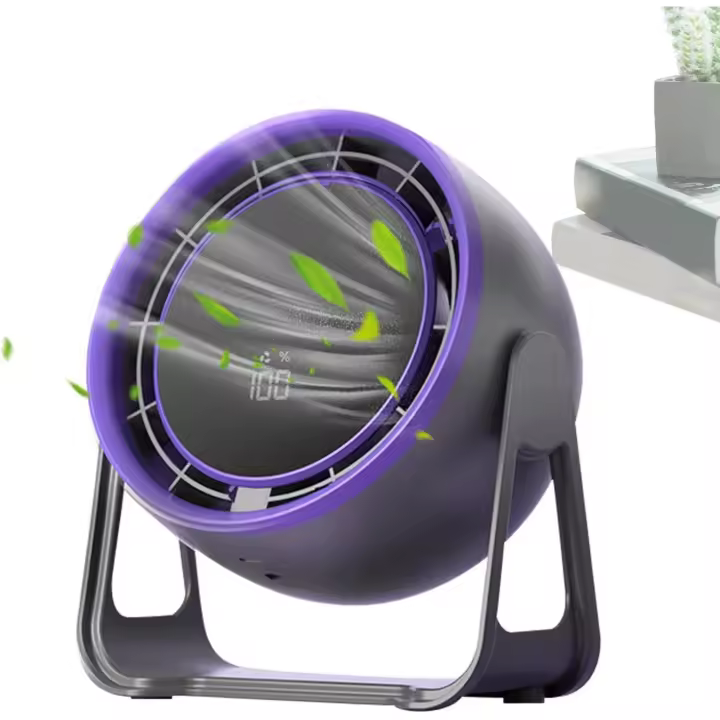 Ventilador Pequeño, refrigeración Silenciosa recargable, Pantalla LED compacta de 7,48x6,3 pulgadas, flujo de Aire ajustable de 100 velldades, ventilador de escritorio portátil para dormitorio, Cabeza, Hogar, Viajes - 1