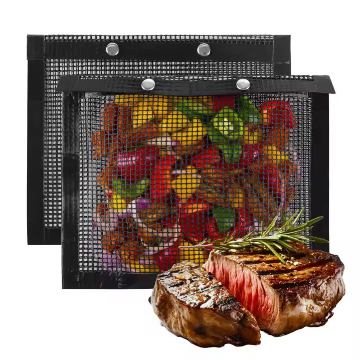 2 Bolsas de Malla para Parrilla de Barbacoa de 30 x 24 cm - Bolsas Antiadherentes para Cocinar al Aire Libre - Accesorios Resistentes al Calor - Reutilizables para Parrillas y Ahumadores - 1