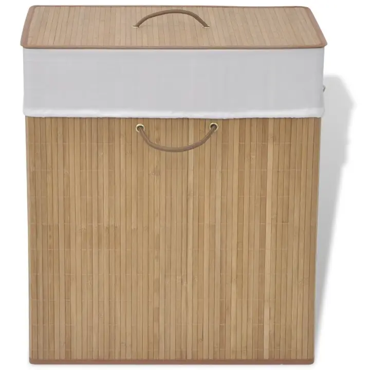 vidaXL Cesto de la ropa sucia de bambú rectangular color natural - 1