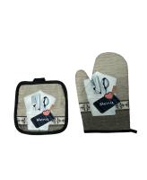 Juego  Delantal de cocina, Guante de horno y Soporte  para ollas, Protector de tejido para manchas ,manoplas - details 1