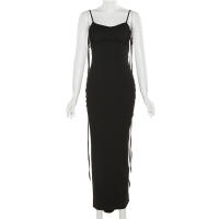 Vestido Mermaid Elegante Para Mujer NIBBER Con Tirantes Y Pliegues Estante Alta Estilo Sexy Y Club Sin Mangas Largo Pierna Vestido De Fiesta De Verano - details 1