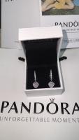 Pandora Pendientes de Ano en Plata de Leyes Corazón de Halo Abrazo Brillante 291445C01,Incluye Caja Original - details 0