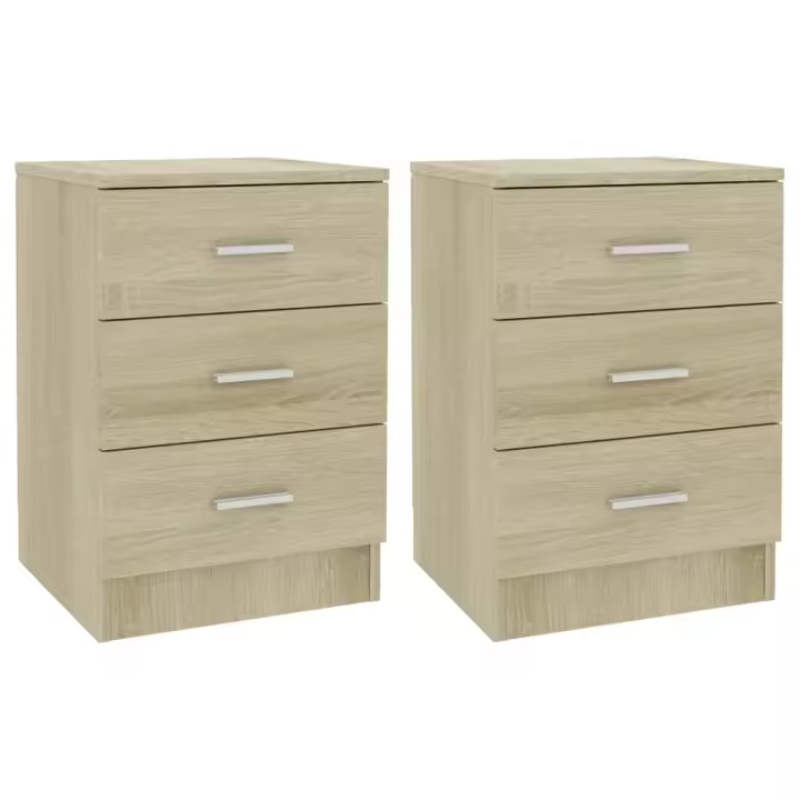 Mesitas de noche 2 uds aglomerado color roble Sonoma 38x35x56cm - 1
