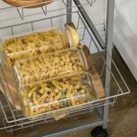 HOMCOM Carro Múltiusos de Cocina Baño con Ruedas 5 Niveles Carrito de Servicio Isla de Cocina Carrito Auxiliar Verdulero Frutero 36.5x36.5x89cm Carga 20kg - details 3