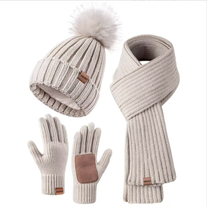 BIT Conjunto de Guantes De Gorro de Invierno para Mujer, orejeras de gorro de punto, juego de regalo de 3 piezas
