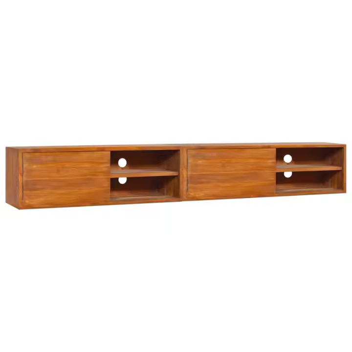 Mueble de TV de pared madera maciza de teca 180x30x30 cm - 1