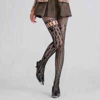Medias De Un Pie En Y2K Estilo Millennial Con Patrón De Corazón En Punto De Tul Y Estriado Negro Para Mujer - details 2