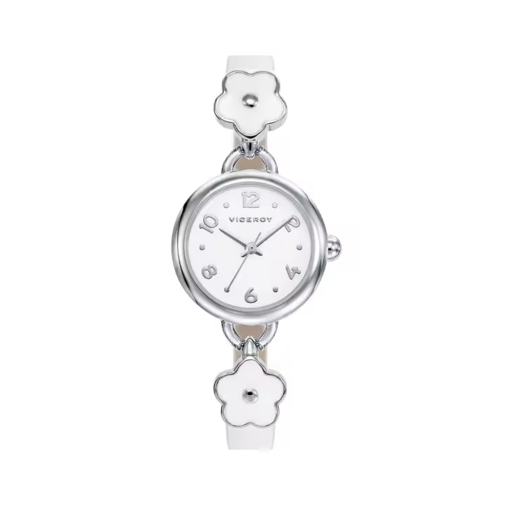 Viceroy 42258-05 Reloj de niña - Acero con pulsera de piel con flor - Comunión - 1