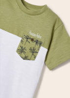 Paquete de 2 camisetas para niño de manga corta en verde, blanco y estampado crudo - Mayoral - details 3