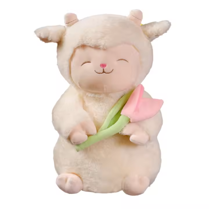 Peluche De Oveja Kawaii Con Tulipes Juguete Suave De Animal De Peluche Decoración Para El Hogar Regalo De Cumpleaños Para Niños - 1
