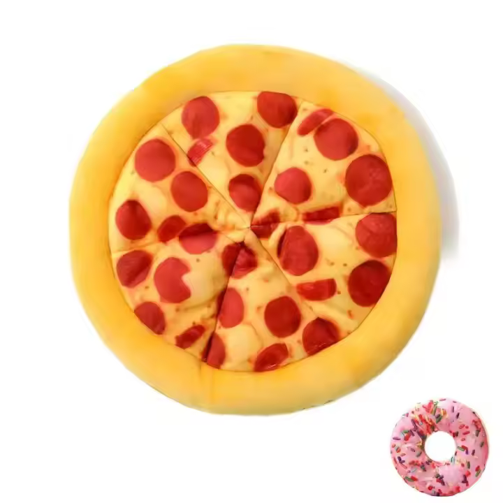 Juguete Para Perros Pizza Y Donut De Peluche Para Entrenamiento De Mascotas Y Masticar Accesorios De Dientes Material De Fleece - 1