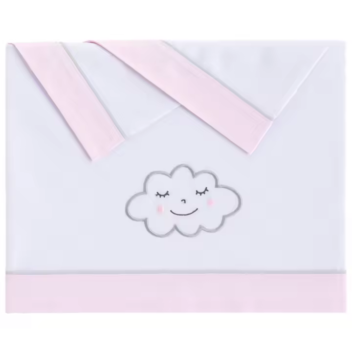 Pekebaby Juego De Sábanas para Coche 35x75 Cm Bebe Primavera Verano Otoño 100% Algodón - Mibebestore Nuvola Rosa - 1