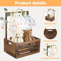 Cesta De Almacenamiento Para Bebé De Madera Con Manija Cesta De Regalo Multifuncional Para Niños Y Niñas Nuevos Padres Decoración De Baño Y Dormitorio - details 3