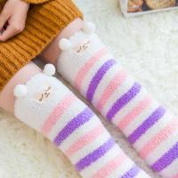 Medias Altas De Invierno Para Mujer Con Estampado De Animales De Dibujos Animados Terciopelo Coral De Felpa Grueso Medias Altas a La Rodilla Con Rayas - details 12