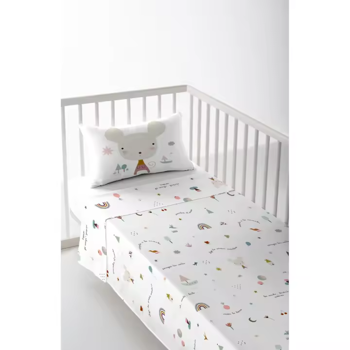 JUEGO DE SÁBANA CUNA/MAXICUNA INFANTIL BEBÉ 100% ALGODÓN SUSANITA ROSA B HACIENDO EL INDIO FABRICADO EN ESPAÑA - 1