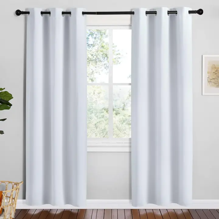 Cortinas Opacas La Habitación 2 Paneles 42x78 Blanco Grisáceo - 1