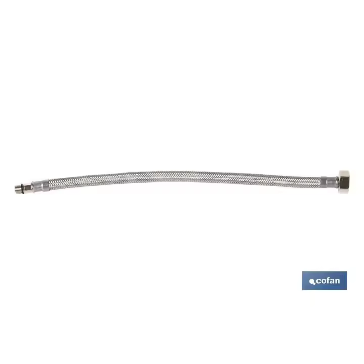 COFAN - Conexión Flexible | Macho/Hembra | Acero Inoxidable | M 10 x 1 - H 3/8" o H 1/2" | 35 cm de Longitud - 1