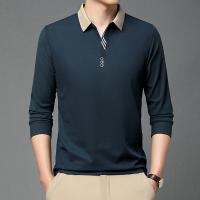 Camisa Polo Para Hombre De Color Sólido Casual Manga Larga Transpirable Cómoda Versátil Top Moda Negocios - details 5
