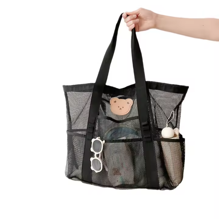 Bolsa de Playa de gran capacidad, Bolsa de Hueca de Malla, Bolsa de Natation de Verano para Padres e Hijos, Bolsa de almacenamiento para Lavado with a single hombro - 1