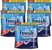 Finish Power All in 1 - Pack de 5 Paquetes De 25+25 (250) Pastillas o Pack De 2 Paquetes De 25+25 (100) Pastillas para lavavajillas sin fosfatos, con potente Powerball para eliminar las manchas de grasa más difíciles. - details 2
