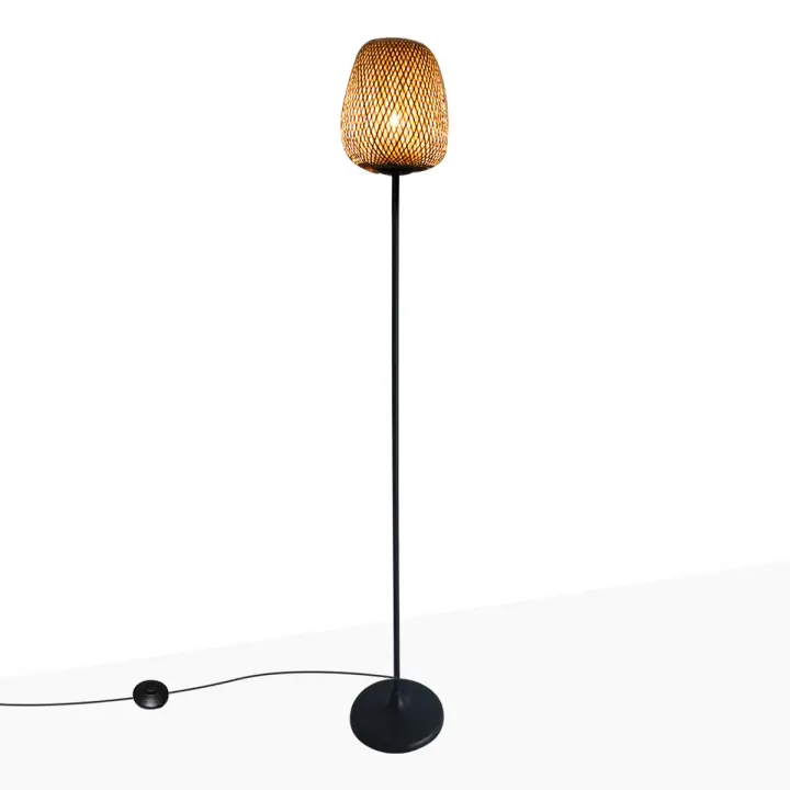 Barcelona LED Lámpara de pie en mimbre "NIKKO" - 1