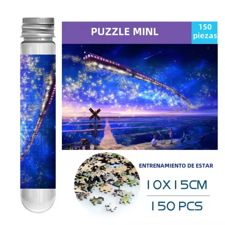 Juego De Puzzle En Tubo Miniatura 150PCS Diversión Y Relaxación Con Estrella Y Tren Decoración Familiar Para Edad 3-14+ Material Papel - 1