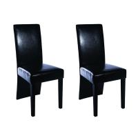 vidaXL Sillas de comedor 2 unidades cuero sintético negro - details 0