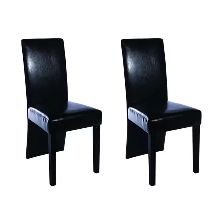 vidaXL Sillas de comedor 2 unidades cuero sintético negro - 1