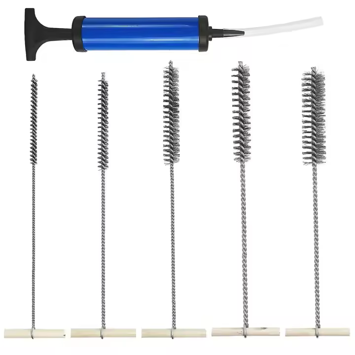 Juego de cepillo limpiador de tuberías de 6 piezas, cepillo de orificio de taladro de 8/12/16/20/25mm, cepillo pequeño de acero inoxidable para C - 1