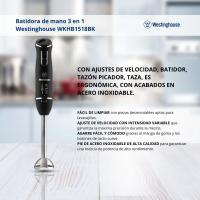Batidora de mano 3 en 1 Westinghouse WKHB1518BK, con ajustes de velocidad, batidor, tazón picador, taza, ergonómica y con acabados en acero inoxidable. - details 1
