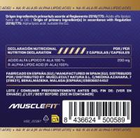 R-ALA Ácido ALFA - R Lipoico - MuscleFit│60 cápsulas│Antioxidante - MUSCLECULT - details 1