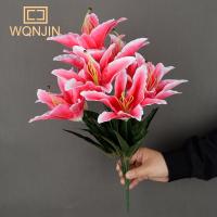 Ramo De Lirio Blanco Artificial De 9 Cabezas Decoración Floral Sintética Para El Hogar Regalo De Fiestas Y Bodas - details 4