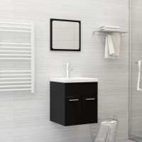 vidaXL Juego de muebles de baño 2 pzas Madera ingeniería en color Roble negro/Blanco brillante/Gris hormigón y más | almacenamiento funcional diseño moderno para baño dormitorio sala - details 6
